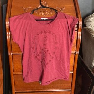 Lucky brand embroidered peace sign top